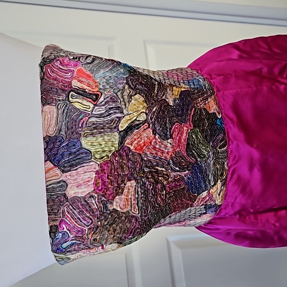 PATRICIA RHODES Sleeveless Silk Magenta and multi colored sequins dress Size 8 - Picture 15 of 16